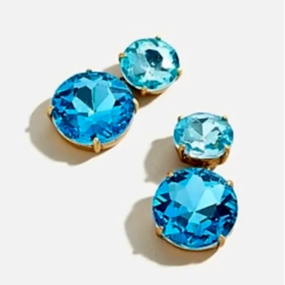 J. Crew Two Tone Drop Earrings in Gold Setting - NWT & Bag.